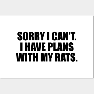 Sorry I Can't. I Have Plans With My Rats Posters and Art